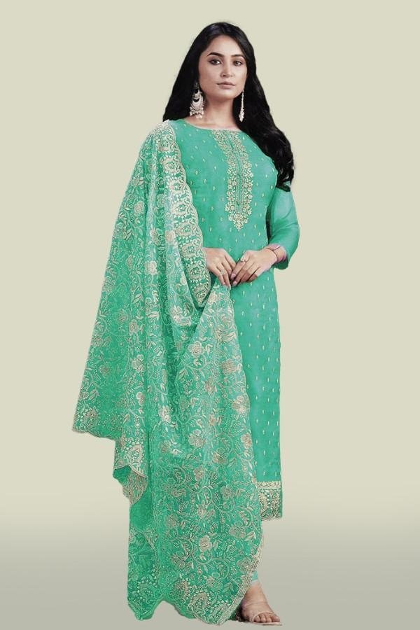 Eid Special Gold Shiffon Semi Stitched Salwar Suit