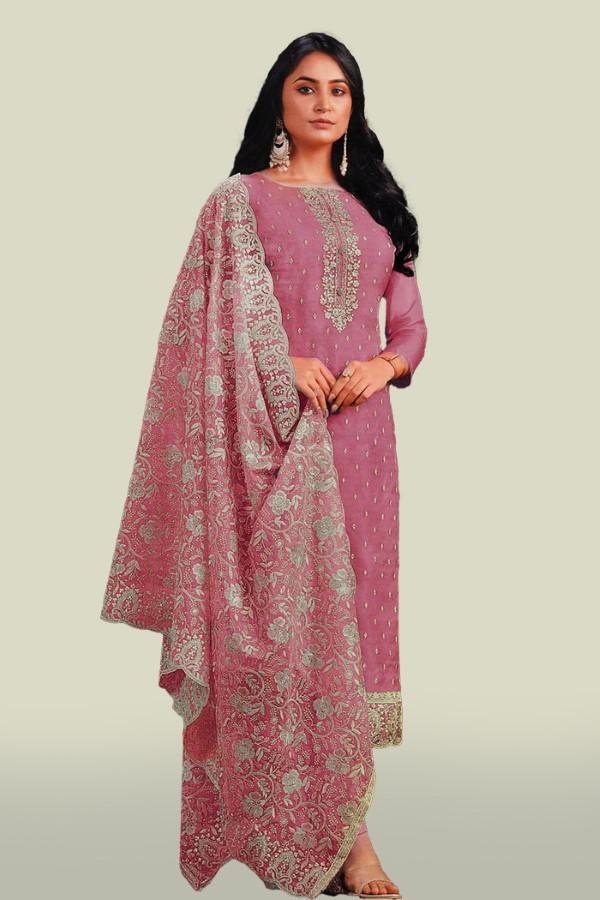 Eid Special Gold Shiffon Semi Stitched Salwar Suit